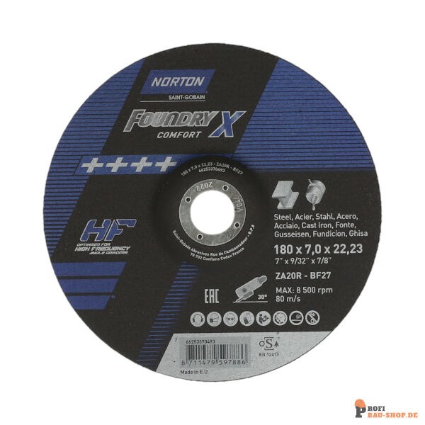 nortonschleifmittel/NORTON_schleifmittel_66253370493 Grinding wheel Angle Grinder Norton FOUNDRY X CAST IRON 18x7x22.23_146721